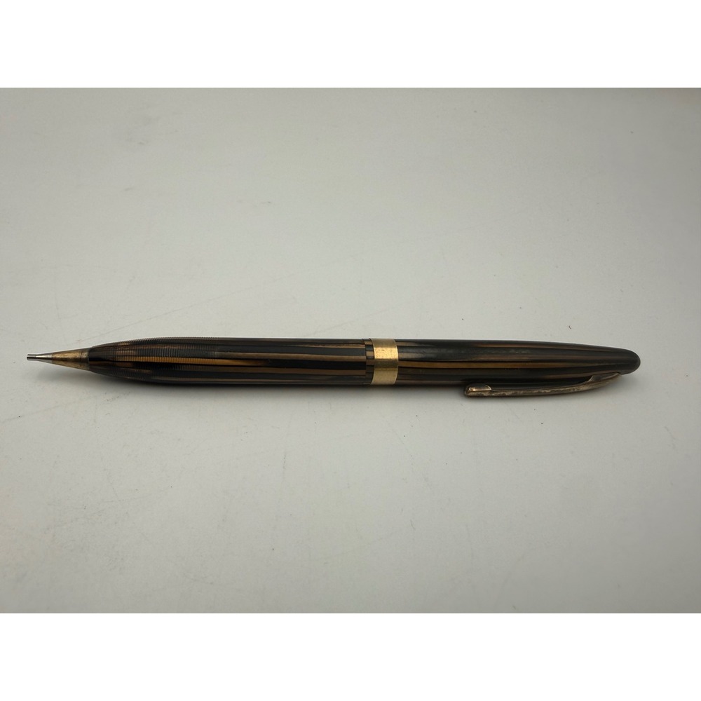 Vintage Sheaffer 400 Mechanical Pencil Brown Striped Celluloid Gold Trim USA
